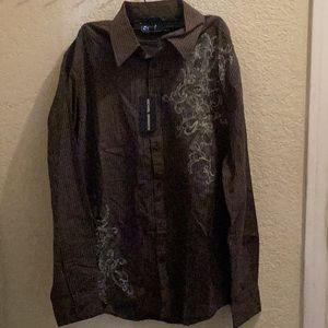 MENS MICHEAL BRANDON LONG SLEEVE CHOCOLATE COLOR DRESS SHIRT
